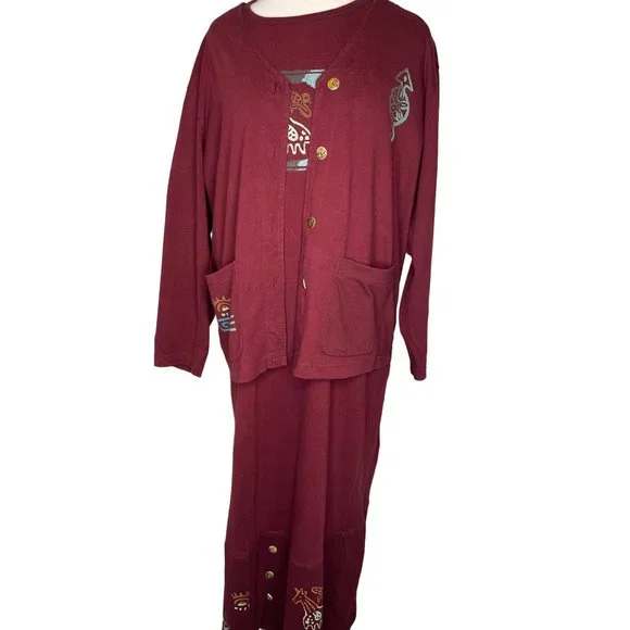 princess polly baby blue dress Women's On The Mark Maroon Contrast Trim Knit Button Up Cardigan Shirt | Size: L